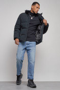 Купить Куртка зимняя молодежная мужская с капюшоном темно-синего цвета 8320TS, фото 13