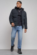 Купить Куртка зимняя молодежная мужская с капюшоном темно-синего цвета 8320TS, фото 15