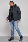 Купить Куртка зимняя молодежная мужская с капюшоном темно-синего цвета 8320TS, фото 3