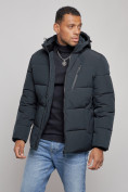 Купить Куртка зимняя молодежная мужская с капюшоном темно-синего цвета 8320TS, фото 9