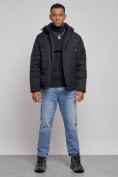 Купить Куртка мужская зимняя с капюшоном спортивная великан черного цвета 8332Ch