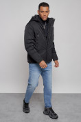 Купить Куртка мужская зимняя с капюшоном спортивная великан черного цвета 8332Ch, фото 11