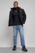 Купить Куртка мужская зимняя с капюшоном спортивная великан черного цвета 8332Ch, фото 13