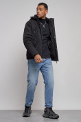 Купить Куртка мужская зимняя с капюшоном спортивная великан черного цвета 8332Ch, фото 14