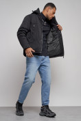 Купить Куртка мужская зимняя с капюшоном спортивная великан черного цвета 8332Ch, фото 15