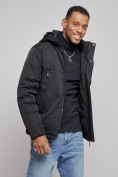 Купить Куртка мужская зимняя с капюшоном спортивная великан черного цвета 8332Ch, фото 8