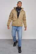 Купить Куртка мужская зимняя с капюшоном спортивная великан горчичного цвета 8332G, фото 11