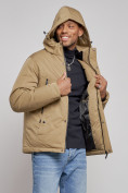 Купить Куртка мужская зимняя с капюшоном спортивная великан горчичного цвета 8332G, фото 6