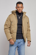 Купить Куртка мужская зимняя с капюшоном спортивная великан горчичного цвета 8332G, фото 7