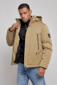 Купить Куртка мужская зимняя с капюшоном спортивная великан горчичного цвета 8332G, фото 9