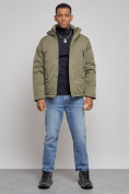 Купить Куртка мужская зимняя с капюшоном спортивная великан цвета хаки 8332Kh