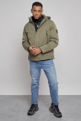 Купить Куртка мужская зимняя с капюшоном спортивная великан цвета хаки 8332Kh, фото 12