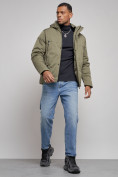 Купить Куртка мужская зимняя с капюшоном спортивная великан цвета хаки 8332Kh, фото 13