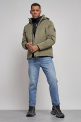Купить Куртка мужская зимняя с капюшоном спортивная великан цвета хаки 8332Kh, фото 14