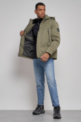 Купить Куртка мужская зимняя с капюшоном спортивная великан цвета хаки 8332Kh, фото 16