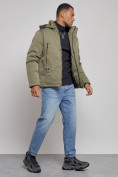Купить Куртка мужская зимняя с капюшоном спортивная великан цвета хаки 8332Kh, фото 3