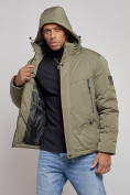 Купить Куртка мужская зимняя с капюшоном спортивная великан цвета хаки 8332Kh, фото 6