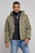 Купить Куртка мужская зимняя с капюшоном спортивная великан цвета хаки 8332Kh, фото 8