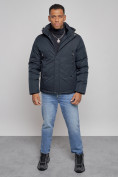 Купить Куртка мужская зимняя с капюшоном спортивная великан темно-синего цвета 8332TS, фото 10