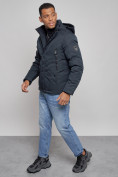 Купить Куртка мужская зимняя с капюшоном спортивная великан темно-синего цвета 8332TS, фото 11