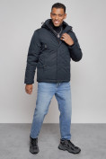 Купить Куртка мужская зимняя с капюшоном спортивная великан темно-синего цвета 8332TS, фото 12