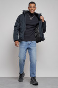 Купить Куртка мужская зимняя с капюшоном спортивная великан темно-синего цвета 8332TS, фото 13