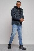 Купить Куртка мужская зимняя с капюшоном спортивная великан темно-синего цвета 8332TS, фото 15