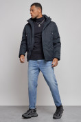 Купить Куртка мужская зимняя с капюшоном спортивная великан темно-синего цвета 8332TS, фото 2