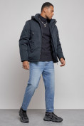 Купить Куртка мужская зимняя с капюшоном спортивная великан темно-синего цвета 8332TS, фото 3