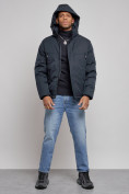 Купить Куртка мужская зимняя с капюшоном спортивная великан темно-синего цвета 8332TS, фото 5