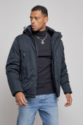 Купить Куртка мужская зимняя с капюшоном спортивная великан темно-синего цвета 8332TS, фото 9