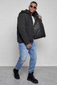 Купить Куртка мужская зимняя с капюшоном спортивная великан черного цвета 8335Ch, фото 15