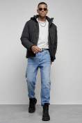 Купить Куртка мужская зимняя с капюшоном спортивная великан черного цвета 8335Ch, фото 16