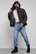 Купить Куртка мужская зимняя с капюшоном спортивная великан черного цвета 8335Ch, фото 17