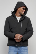 Купить Куртка мужская зимняя с капюшоном спортивная великан черного цвета 8335Ch, фото 5