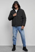 Купить Куртка мужская зимняя с капюшоном спортивная великан черного цвета 8335Ch, фото 6