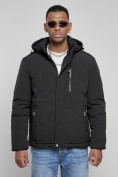 Купить Куртка мужская зимняя с капюшоном спортивная великан черного цвета 8335Ch, фото 7