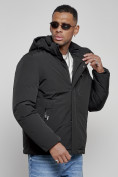 Купить Куртка мужская зимняя с капюшоном спортивная великан черного цвета 8335Ch, фото 9