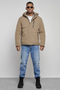 Купить Куртка мужская зимняя с капюшоном спортивная великан горчичного цвета 8335G