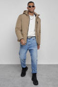 Купить Куртка мужская зимняя с капюшоном спортивная великан горчичного цвета 8335G, фото 14