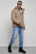 Купить Куртка мужская зимняя с капюшоном спортивная великан горчичного цвета 8335G, фото 3