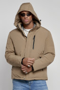 Купить Куртка мужская зимняя с капюшоном спортивная великан горчичного цвета 8335G, фото 5
