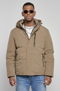 Купить Куртка мужская зимняя с капюшоном спортивная великан горчичного цвета 8335G, фото 7