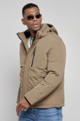 Купить Куртка мужская зимняя с капюшоном спортивная великан горчичного цвета 8335G, фото 8