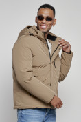 Купить Куртка мужская зимняя с капюшоном спортивная великан горчичного цвета 8335G, фото 9