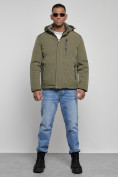 Купить Куртка мужская зимняя с капюшоном спортивная великан цвета хаки 8335Kh