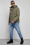 Купить Куртка мужская зимняя с капюшоном спортивная великан цвета хаки 8335Kh, фото 2