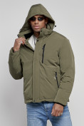 Купить Куртка мужская зимняя с капюшоном спортивная великан цвета хаки 8335Kh, фото 5