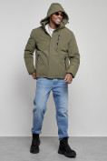 Купить Куртка мужская зимняя с капюшоном спортивная великан цвета хаки 8335Kh, фото 6