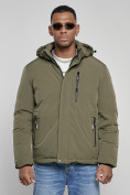 Купить Куртка мужская зимняя с капюшоном спортивная великан цвета хаки 8335Kh, фото 7
